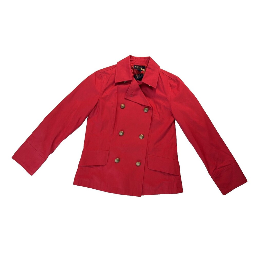 Brooks Brothers Womens Jacket Double Breasted Button Size 2 Red Fabric Italy